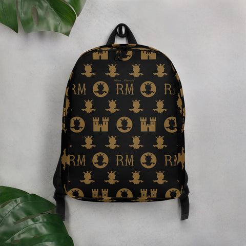 Ron Marcel Minimalist Monogram Backpack [Black]