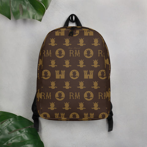 Ron Marcel Minimalist Monogram Backpack [Brown]